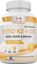 Vitamin K2 + D3 dengan Kalsium - Bone, Heart dan Imune Formula - K2 D3 Tambahan Vitamin untuk Perempuan dan Pria - 60 Kapsul
