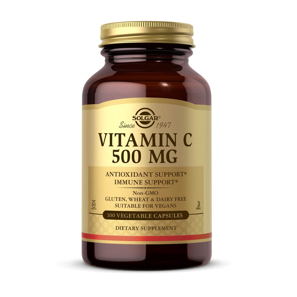 Solgar Vitamin C 500 mg, 100 Vegetable Capsules - Antioksidant & Imune Support - Overall Health - Dupport Heally Skin & Joints - Non GMO, Vegan, Gluten Free, Kosher - 100 Servis
