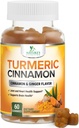 Turmeric Curcumin Supplement Gummies - 95% Curcuminoid dengan Turmeriic Ginger, Black Pepper untuk Absorpsi Terbaik, Nature Vegan Comport, Non-GMO, Gluten Free, Tasty Cinnamon Flavor - 60 Gumies