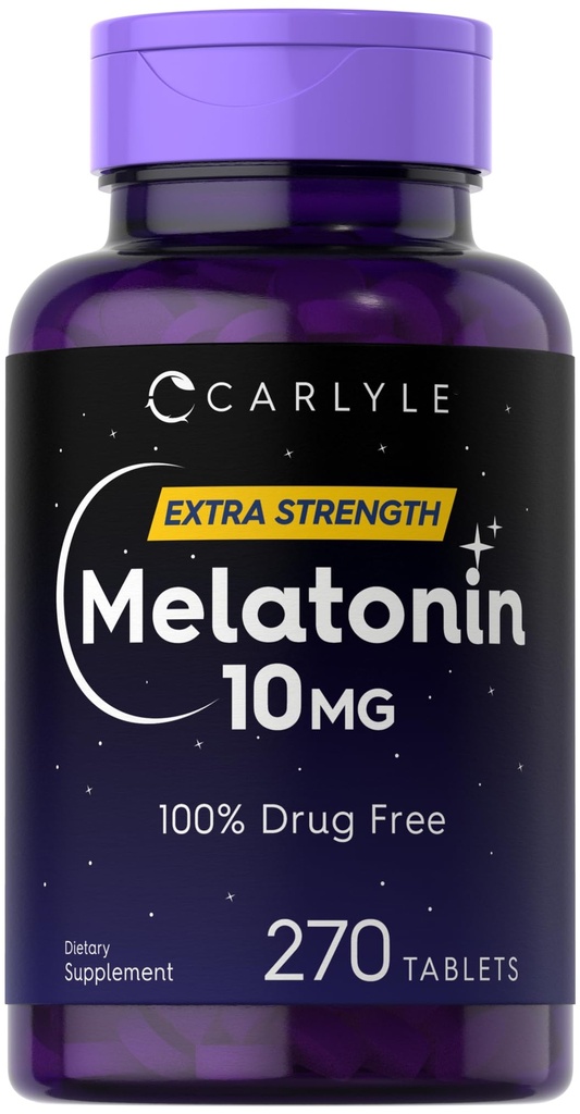 Carlyle Melonatin 10mg 124; 270 Tablet 126; dengan L-Theanine 124; Vegetarian, Non-GMO, Gluten Free Supplemen