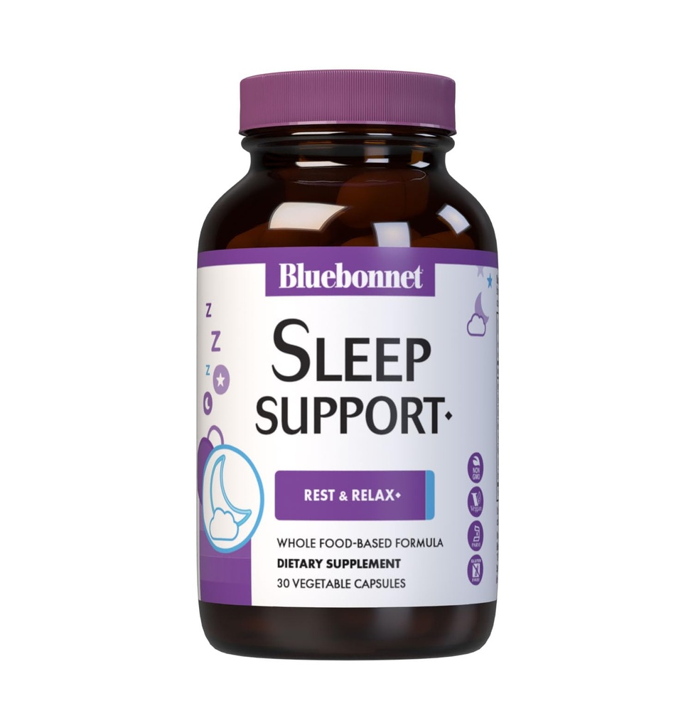 Nutition Bluebonnet Targeted Choice Support, Rest & Relaxation Whole Food- Based Formula, Soy- Free, Gluten- Free, Kosher, Non-GMO, Dairy-Free, Vegan, 30 Vegetable Capsules