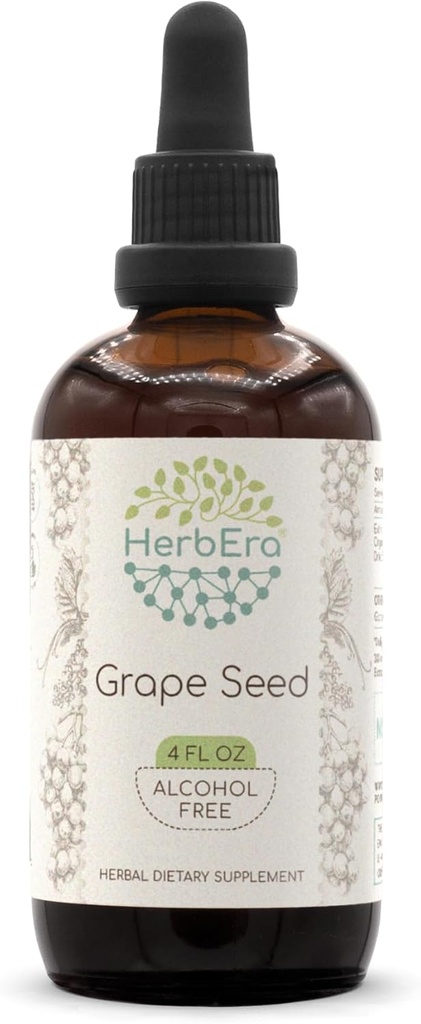 Grape Seed B120 Alcohol- Free Herbal Extract Tincture, konsentrasi Cair Drops Natural Grape (Vitis Vinifera) Benih kering (4 Fl Oz)