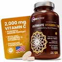 OmniBiotics Ultimate Vitamin C Tambahan 2000mg - dengan Zinc, Ekstrak Elderberry, dan D3 - Potensi Tinggi Dukungan & Collagen Booster - 120 Tablets Vegan