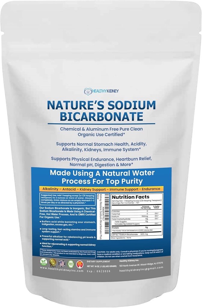 Alam Sodium Bikarbonat Organik Gunakan Aluminum Free Baking Soda. Tidak ada bubuk kimia murni untuk kesehatan & Wellness. Sodium Bikarbonat 1 lb
