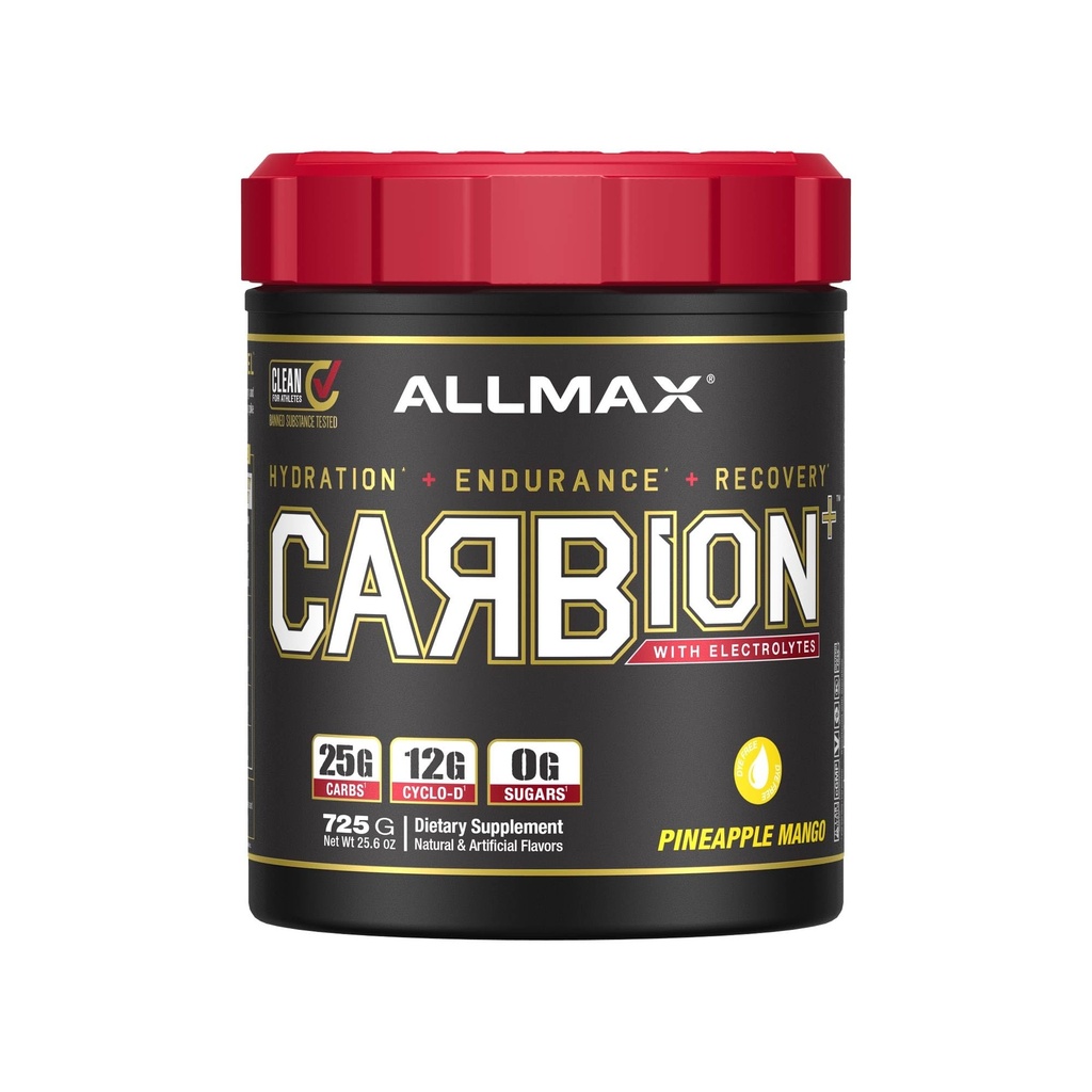 Nuclection ALLMAX - CARBION + Mesiu Tambahan Hidration Workout dengan Electrolytes, Supports Endurance, Recovery, and Exercise Performance, Gluten Free dan Vegan, Pineapple Mango, 25 Servings