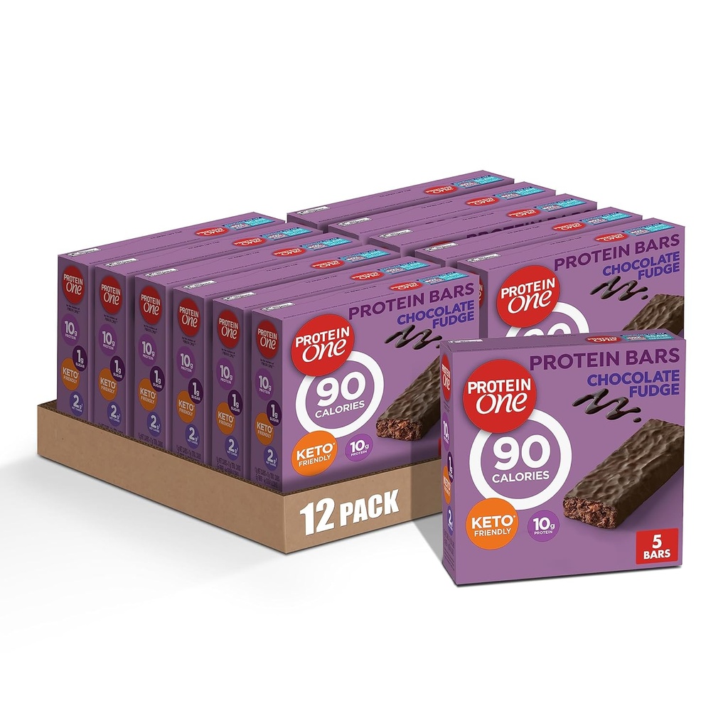 Protein 1 90 Calorie Protein Bars, Chocolate Fudge, Keto Friendly, 5 Ct, 4.8 oz (Paket 12)