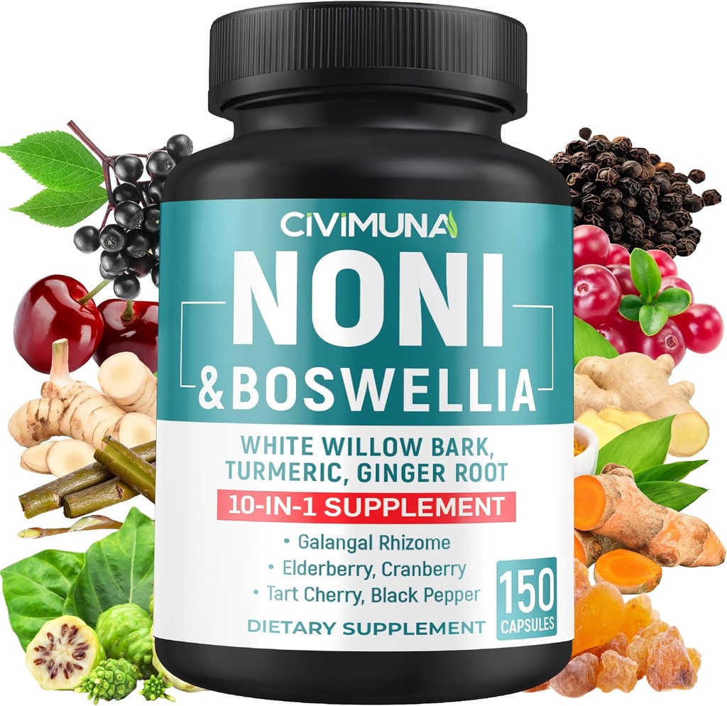 Noni Extract Capsules dengan Noni, Boswellia, White Willow Bark dan More - 150 Capsules untuk 5 Bulan Supply