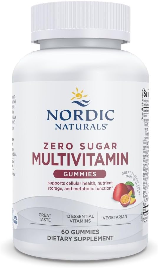 Misal Nordic Nol Gula Multi Gummies - Tambahan Vegetarian Multivitamin - Mangga Passionfruit - 60 Pectin- Berdasarkan Gummies - 12 Estial Vitamin untuk Dewasa