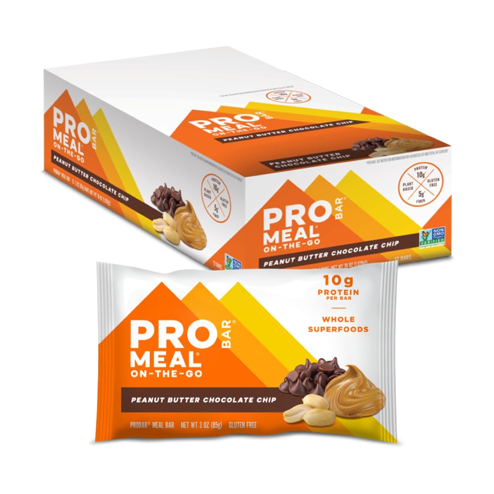 Meal Bar, Peanut Butter Chocolate Chip, Non- GMO, Gluten- Free, Heally, Plant-Based Whole Food Ingreations, Natural Energy (12 Count)