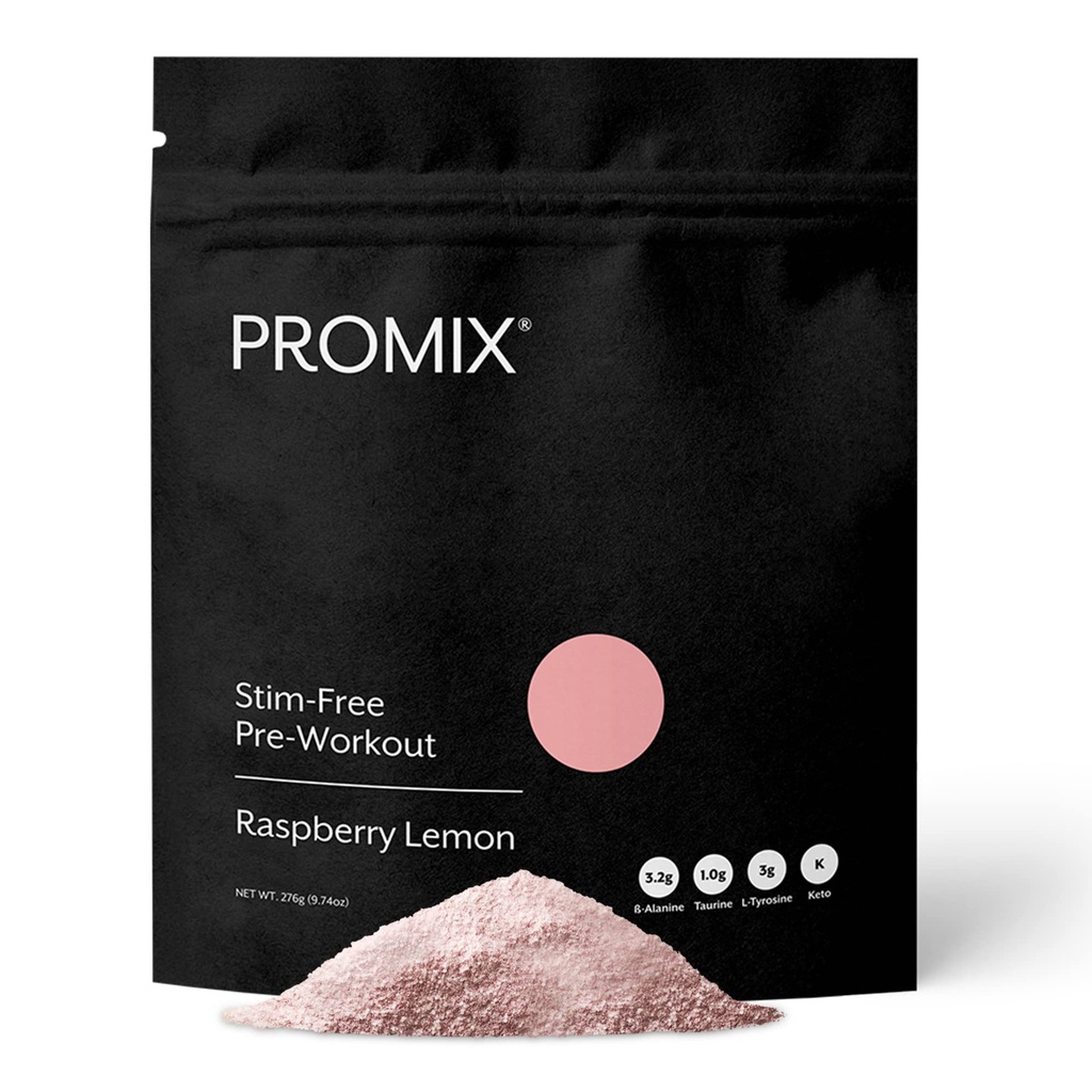 Promix Nutrition Stim- Free Preyout Powder, Raspberry Lemon - 274g - Maksimalkan Fokus, Performance Energi & Performance - Vitamin B12, Taurine, Beta-Alanine & L-Tyrosine