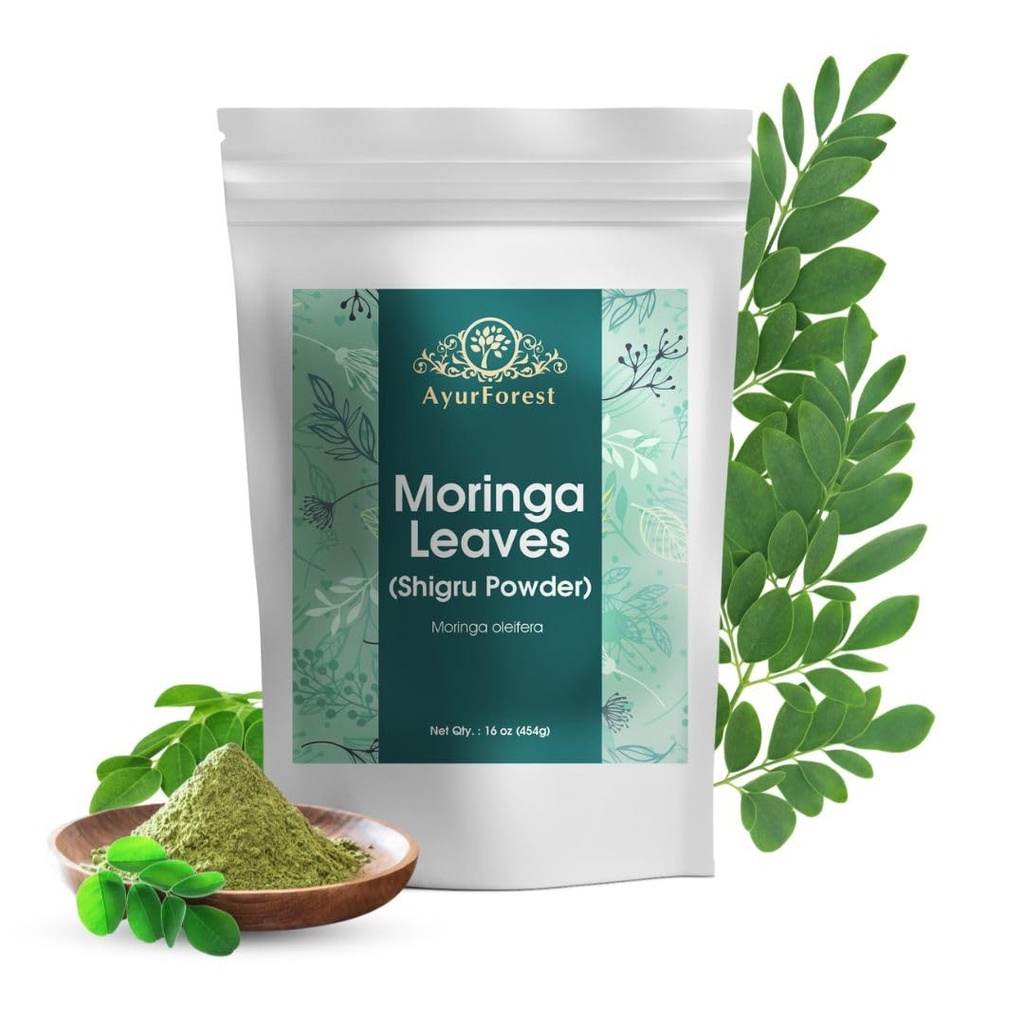 Moringa Leaves Powder Oleifera Leaf Shigru Great in Minuman dan Smoothies 16 Ounce