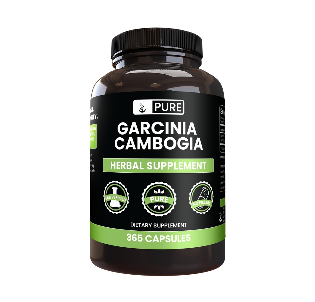 PURE ORIGINAL INGREDIENTS Garcinia Kamboja, No Magnesium or Rice fillers, Always Pure, Lab Verified (365 Count)