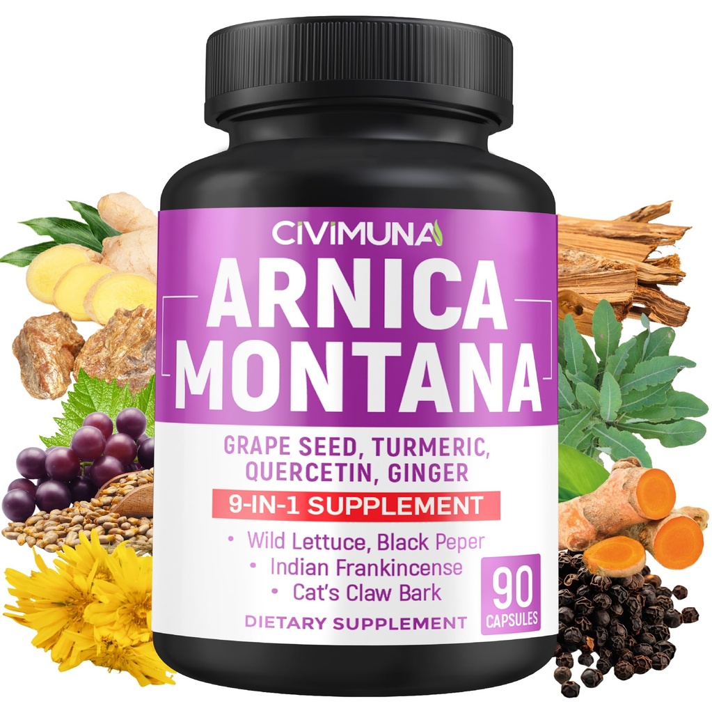 Arnica Capsules dengan Arnica, Benih Grape, Turmeric dan More - 90 Kapsul untuk 3 Bulan Supply