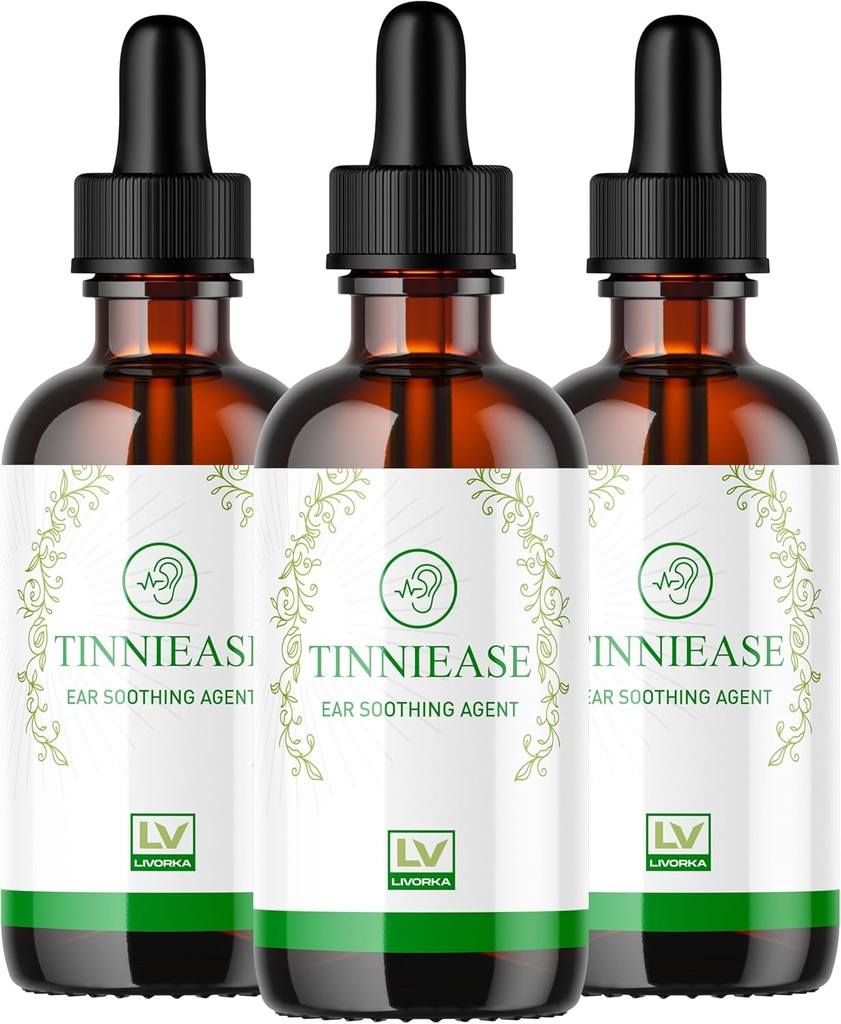 LiVORKA (3 Pack) Tinniease Drops, Tinniease Drops untuk Pendengaran, Tinni Ease Drops, 3 Botol selama 90 hari