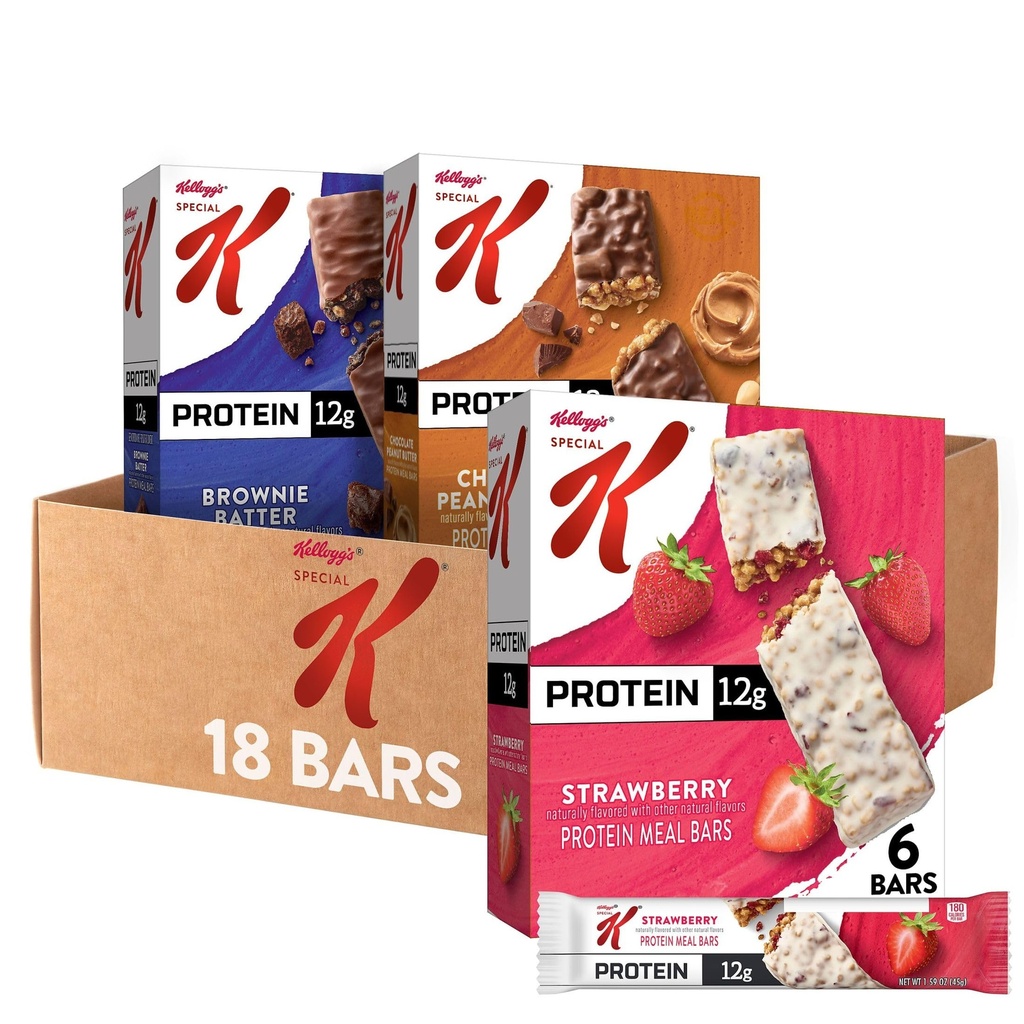 Bar Khusus Bar Bar Bar Meal Bars, Pengganti Makanan, Snacks Protein Bolak, Paket Variety (3 Kotak, 18 Cacah)