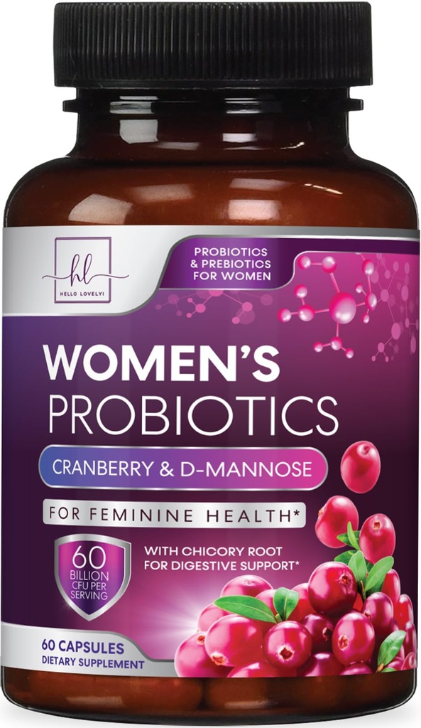 Protein untuk Dukungan Kesehatan Digetisasi Wanita - 60 Milyar Probiotik Perempuan CFU, 16 Strains, untuk keseimbangan PH, Dukungan Vaginal dengan Cranberry untuk Kesehatan Gut, Penentuan & Imuner