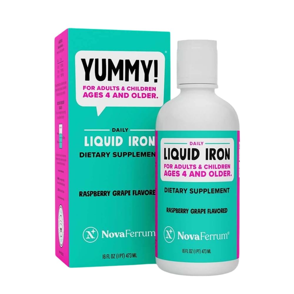 NovaFerrum Yummy 16 Fl Oz 124; Liquid Iron Sugar- Free 124; Raspberry Grape
