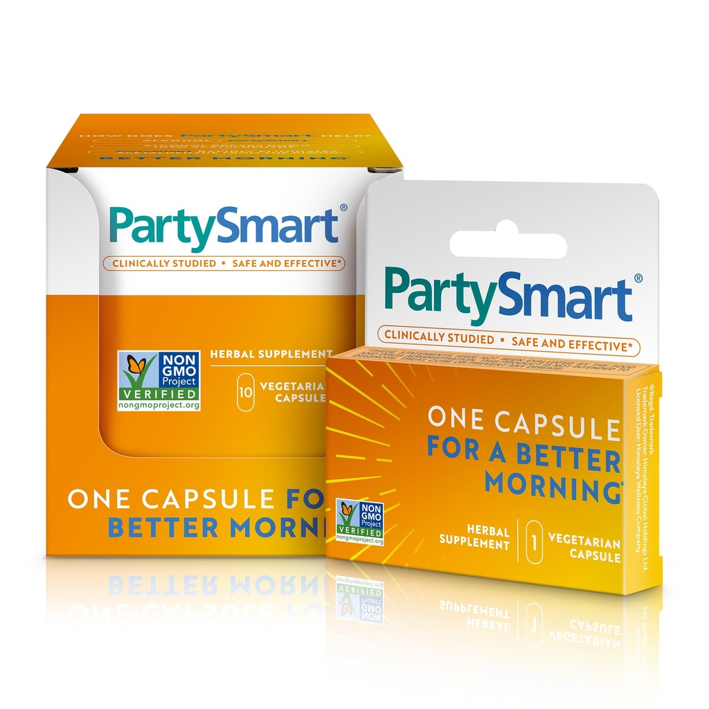 Himalaya PartySmart, 10 Individual Capsules - Alkohol Breakdown Liver Dukungan untuk Better Morning