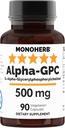 MONHERB Alphaby-GPC 500 mg - 90 Vegan Capsules, Nootropic for Brain Support, Focus, Memory, Motivation, and Energy