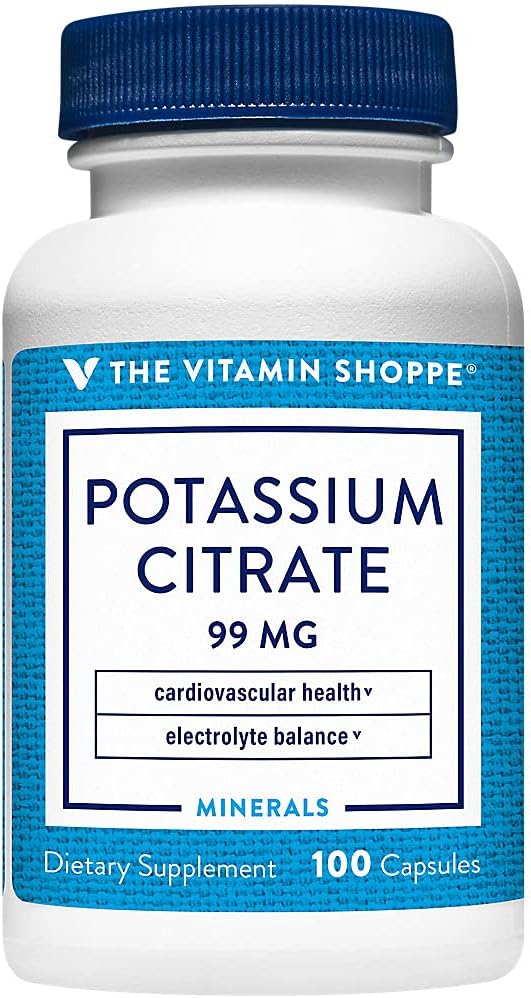 The Vitamin Shoppe Potasium Citrate 99MG, Support Cardiovascular & Cellular Health (100 Kapsul)