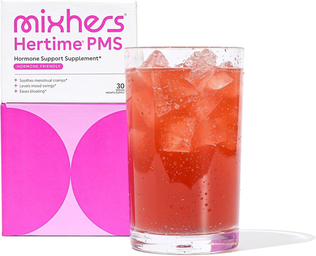 MIXHERS Hertime PMS - Hormonal Dukungan untuk Perempuan - PMS & Menstrual Comfort - dengan Chasteberry, Peony Roots, Siberian Ginseng - 15 Minuman Packles - Gula Bebas - Pomegranate Mango