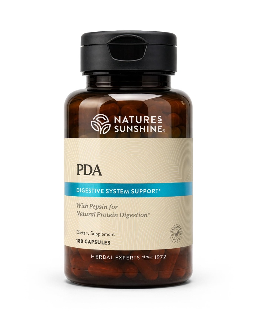 Kombinasi Sunshine PDA alam, 180 Capsules 124; Acid Hidrochloric dan Pepsin Supsin Yang Membantu Break Down Protein dalam Tract Digeptical