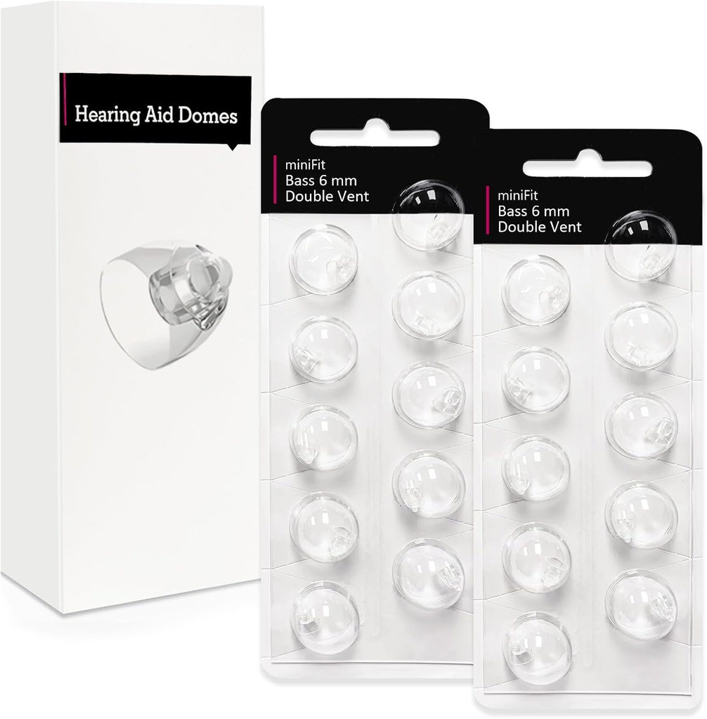Double Vent 6mm- Hearing Aid Domes for Oticon Minifit, Oticon Hearing Aid Supplies, Replacements Parts Universal Oticon Domes for Hearing Aids Cleaning Kits (20 Pcs)