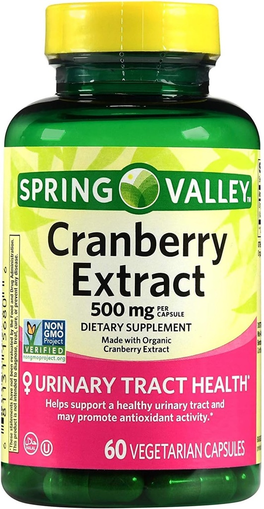 Spring Valley Cranberry Extract, 60 jumlah, 500 mg per Capsule