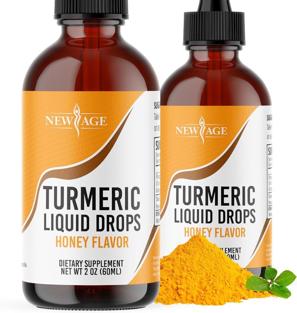 Turmeric Curcumin Liquid Drops - Dukungan Bersama Alami & Kesehatan dengan Curcuminoid Tersedia 95% untuk Absorpsi Terbaik - Non-GMO, Gluten Free 4 Fl Oz (Paket 2)