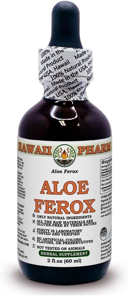 Aloe Alcohol- Free Liquid Extract, Aloe (Aloe Ferox) Dry Leaf Glycerite Herbal Supplemen 2 oz