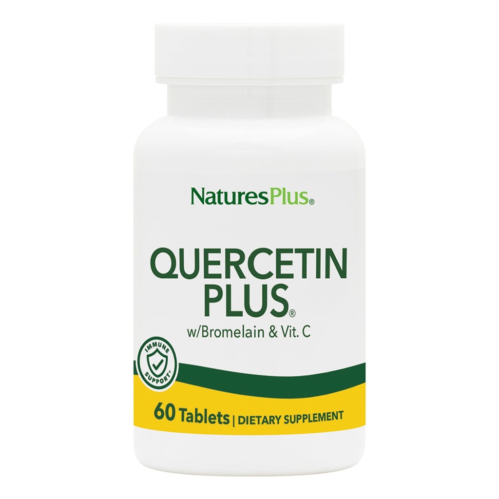 NaturresPlus Quercetin Plus dengan Vitamin C & Bromelain - 650 mg, 60 tablet Vegetarian - Gluten- Free - 30 pelayan