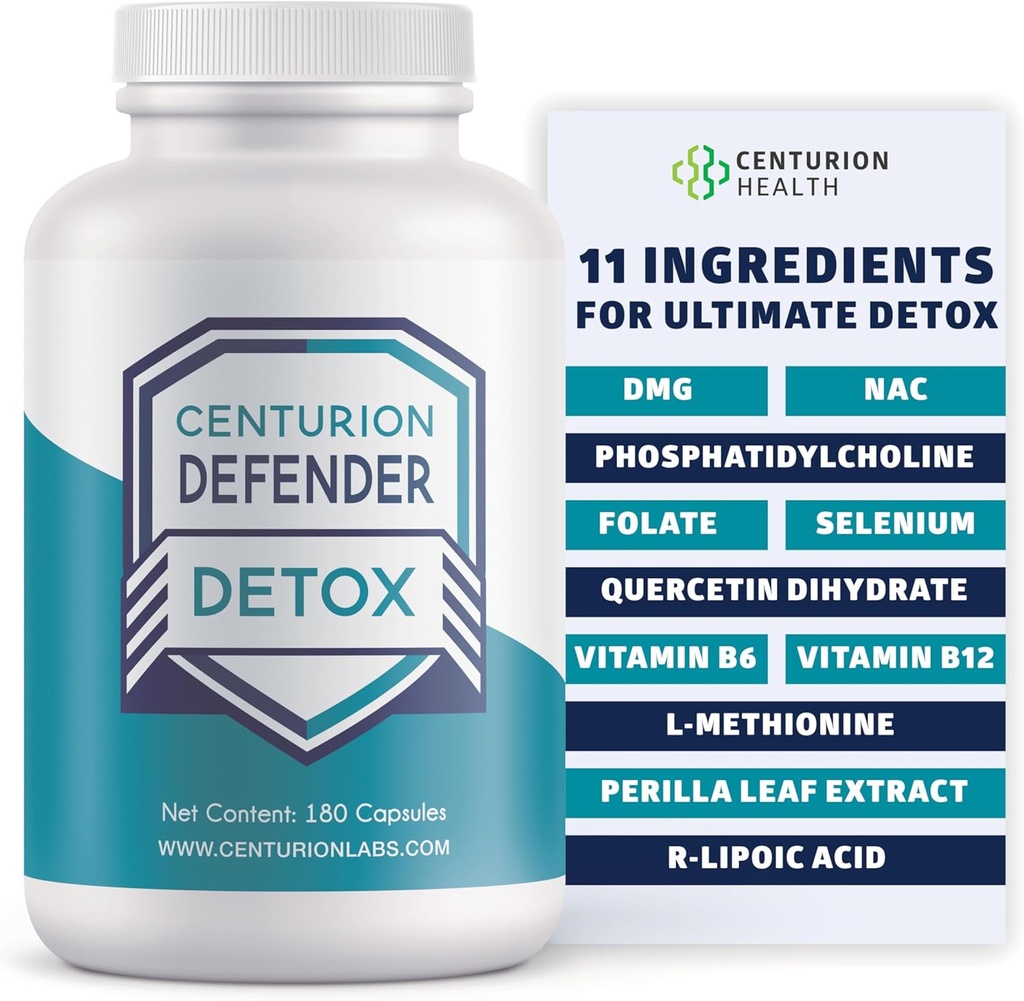 Detox Detox Pertahanan Centurion, Liver Cleanse Detox & Repair Suplemen dengan PFoshatidylcholine, Vitamin B6, Folate, L- Methionine dan R-lipoic Acid, 180 Caps