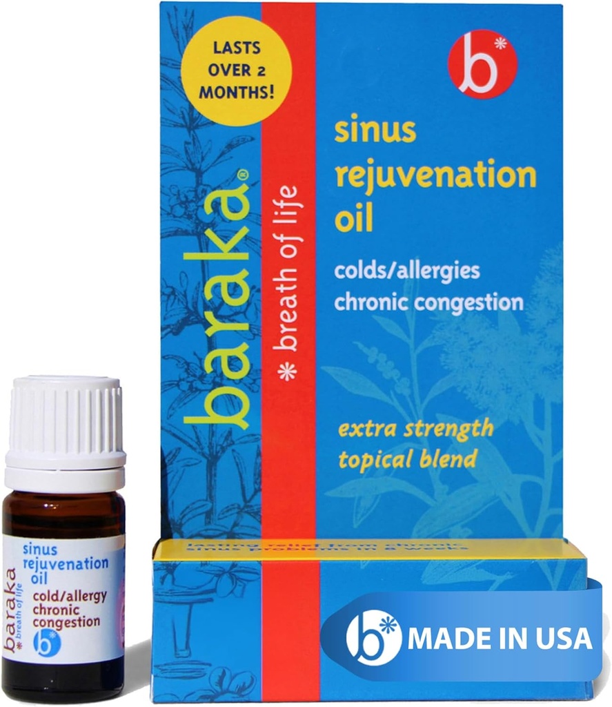 Baraka Sinus Reperemenation Oil - Campuran 6 Oil Organik untuk Clear Nasal Breathing, Eases Sinus Tekanan, & Offers Relaxing Nasal Health Support Gib124; Ideal for Daily Use - 4ml (1-Pack)