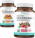 Turmeric & Cranberry Konsentrat (4-Month Supply) Cranberry Curcumin Bundle of Organic Turmeric Curcumin with Black Pepper & Ginger (120 Caps) & Organic Cranberry Concent 50: 1 Ekstraksi (120 Caps)