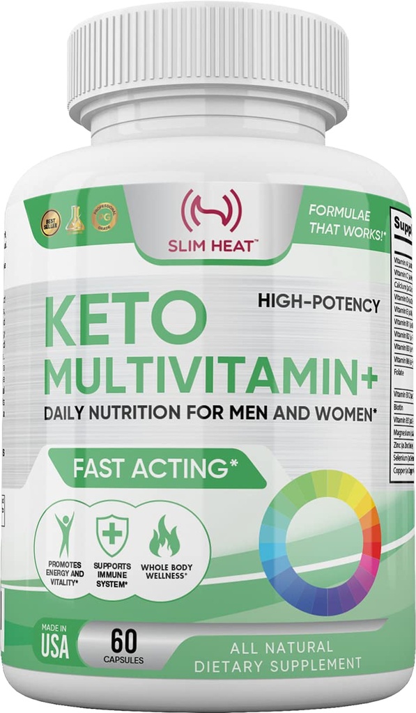 Keto Multivitamin untuk Perempuan dan Pria - 35 Manusiawi Murni - Vitamin C, Vitamin D, Vitamin A, Vitamin E dan Zinc untuk Dukungan Imune - Non GMO, Gluten Free, Sugar Free, All Natural - 30 Hari