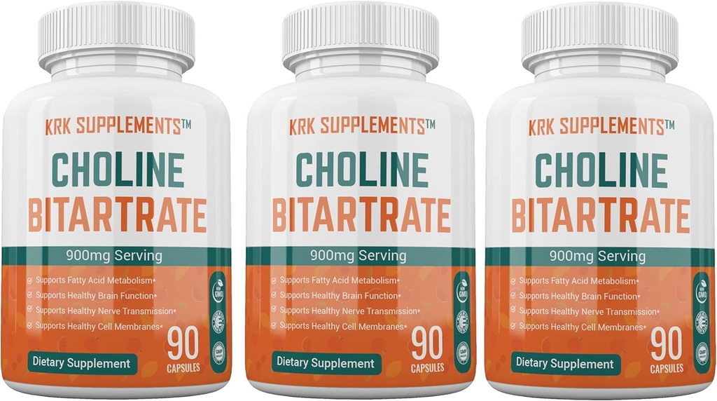 3 Botol Choline Bitartch 900mg Per Serving 270 Total Capsules KRK Suplemen