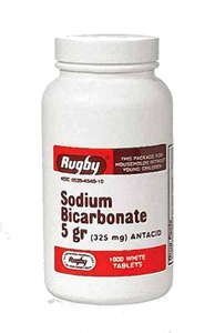 RUGby Sodium BICARB 5GR TAB Sodium BICARBONATE - 325 MG 1000 White Tablet UPC 305361046101