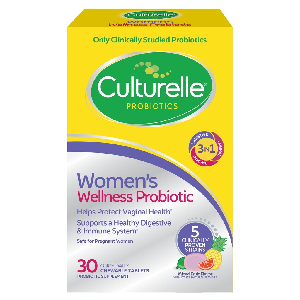 Cultuelle Women 's Wellness, Daily Chewable Progeds for Women - Supports Digetical, Vaginal and Immune Health, Occational Diare, Gas & Bloating - Non-GMO - 30 Count