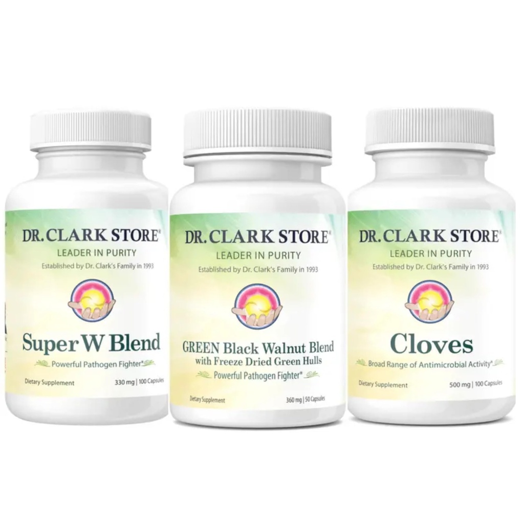 Dr Clark Store Intestine Dukungan & Cleanse Kit - dengan Freeze- Died Green Black Walnut Hulls, Wormwood, dan Cloves- Membantu Menjaga Fungsi Intestinal Optimum