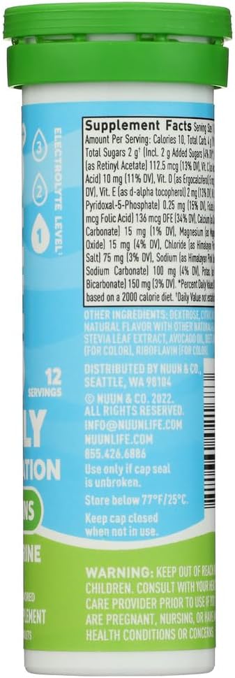 Nuun Vitamin: Electrolite + Vitamin Drink Tablet, Tangerine Lime, 12 Count (Paket 4)