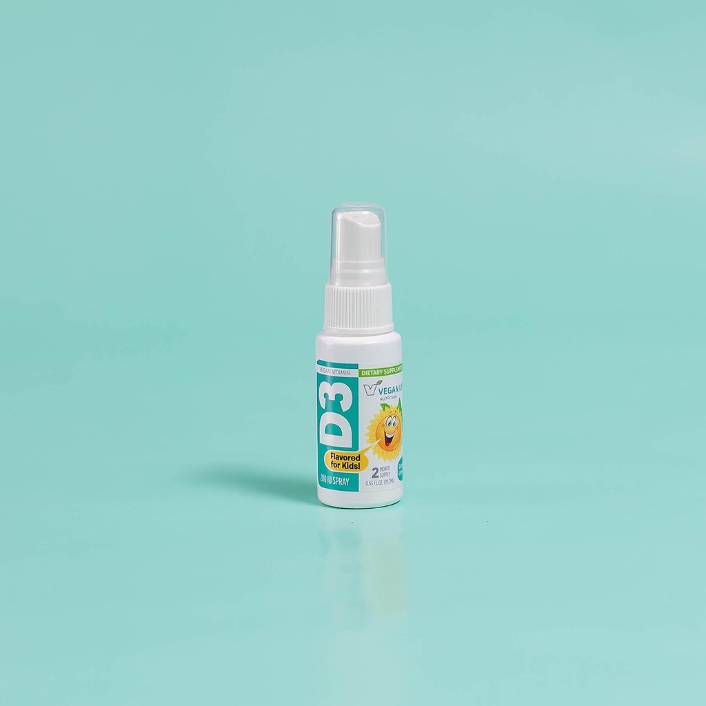 Nutrition Kehidupan Vegan - Vitamin D3 Spray for Kids - Orange - Flavored, Gluten- Free, Non-GMO, Pasangkan Bone Health and Immune System - 0.65 Fl Ounce