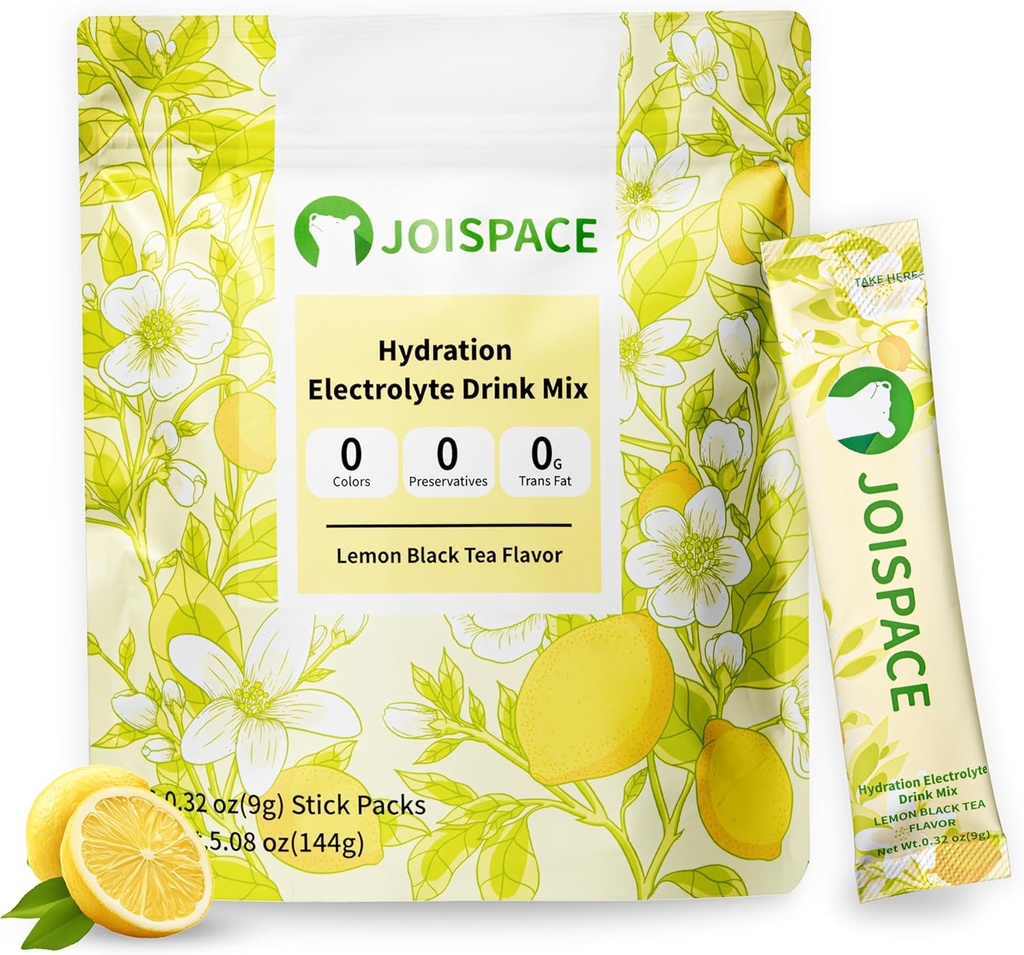 JOSTACE Electrolite Drink Mix dengan Tea Polyphenols 124; Fast Hydration & Electrolite Boost Boost 14; None-GMO, Vegan, Gluten- Free 124; Lemon Tea, 16 Servings