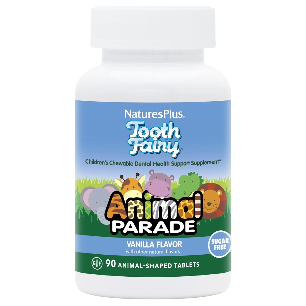 Natuture Plus Animal Parade Tooth Fairy Chewables - Natural Vanilla Flavor - 90 Animall-Shaped Tablet - Dental Health Supplemen - Vegetarian, Gluten Free - 45
