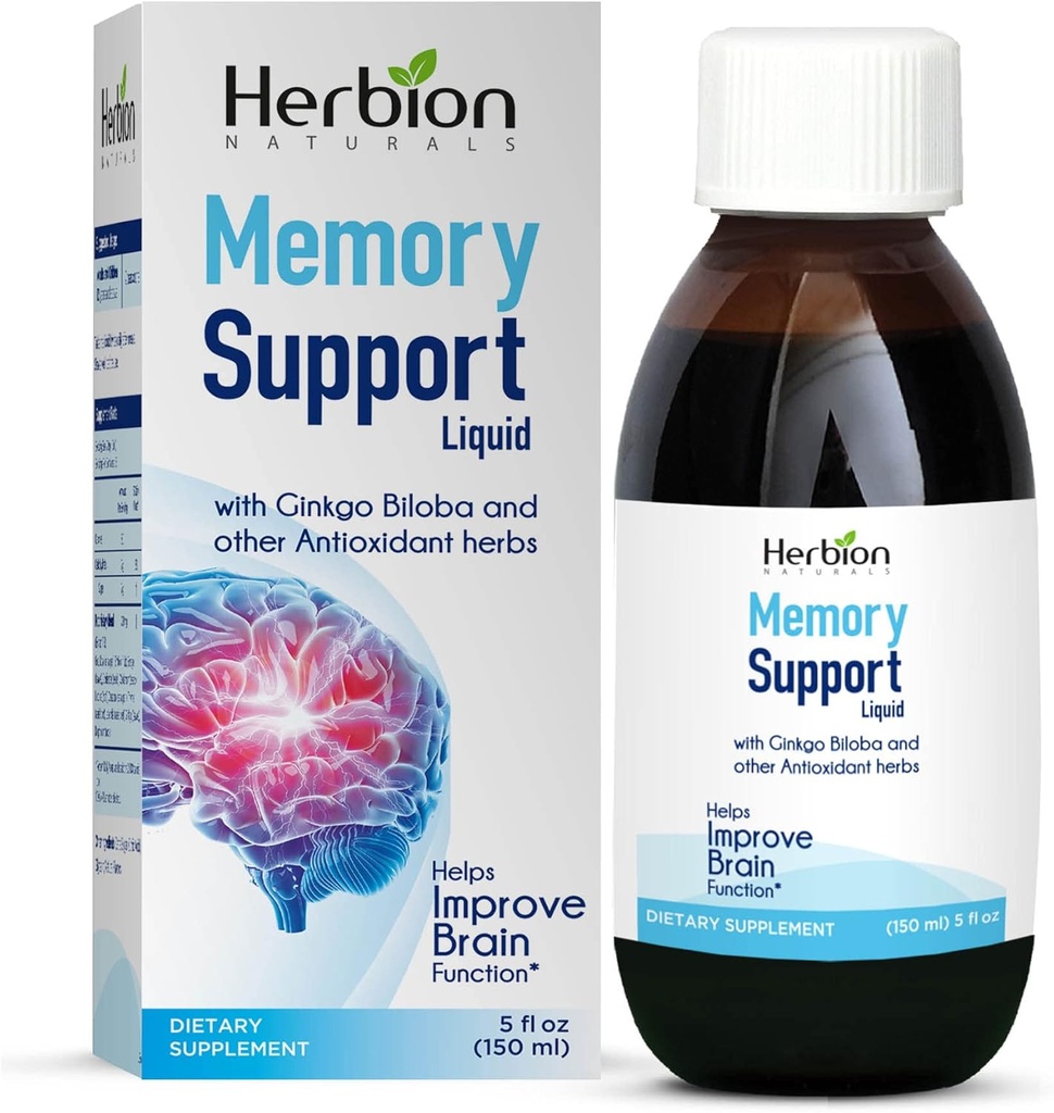 HERBION KONALAN Dukungan Memori Liquid - Membantu Impreve Fungsi Otak & Absent Mindness, Menjaga Levels Sehat Mood dengan Ginkgo Biloba, Dewasa dan Anak Lebih dari 12 Tahun, 5 fl oz, 150 ml
