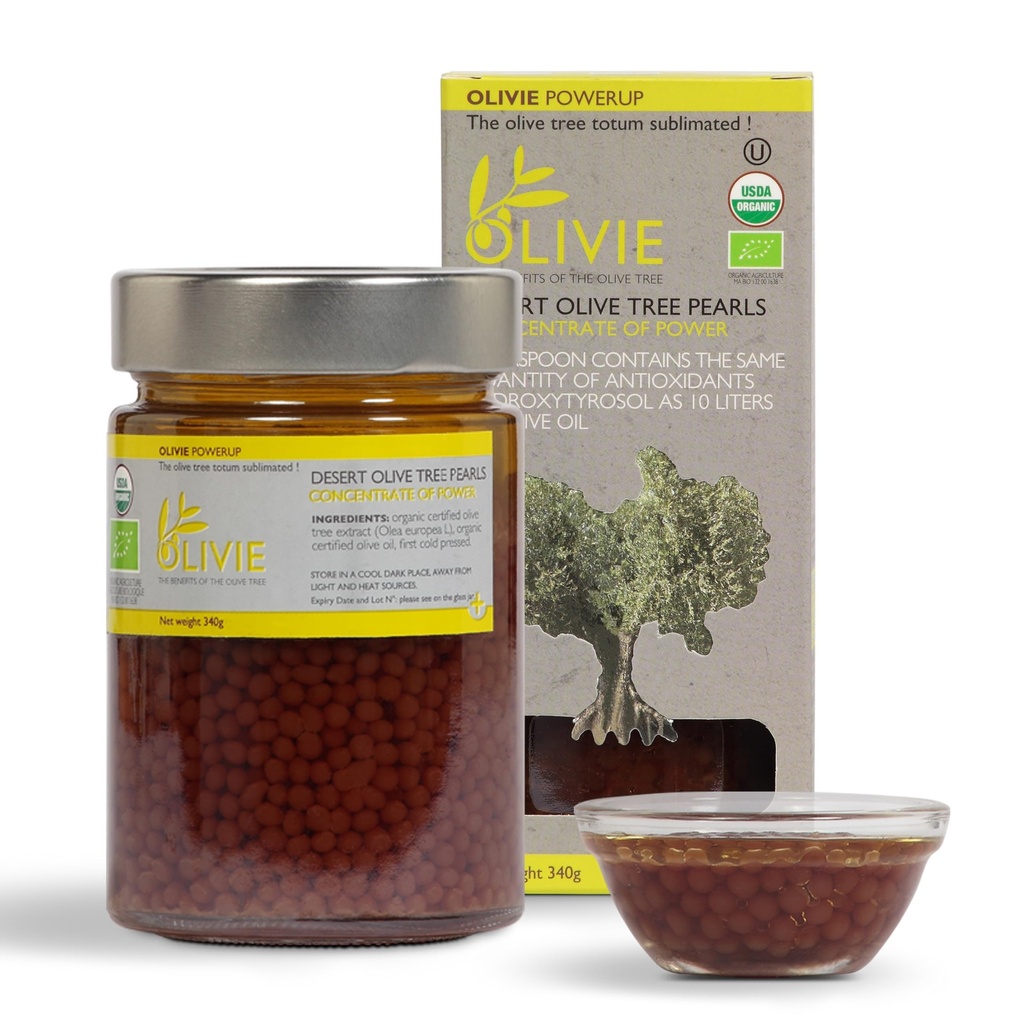 Kapsul Ekstrak Zaitun Organik, Mutiara PowerUp oleh OLIVIE, Suplemen Polyphenol Antioxidant, Scrub Minyak Zaitun untuk Skin, Dukungan Imune, 340g