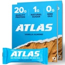 Atlas Protein Bar - 20g Clean Protein, 1g Natural Sugar, Tidak Ada Minyak Benih, Gluten Bebas, Tidak Ada Pembersih Buatan - Vanilla Almond 24 Count