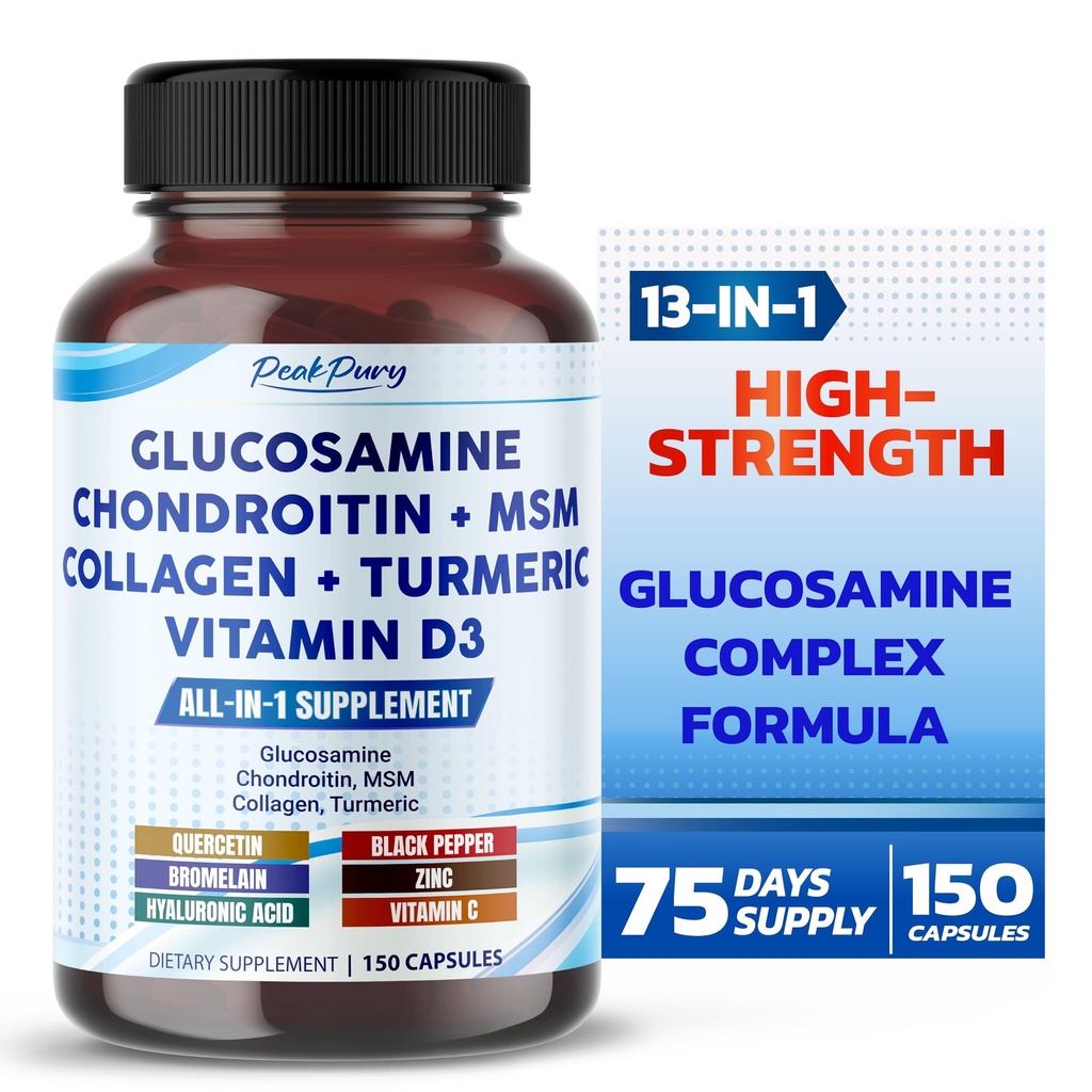 Glucosamine Chondroitin MSM Collagen Turmeric - Joint Health Support - Made in USA