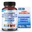 Glucosamine Chondroitin MSM Collagen Turmeric - Joint Health Support - Made in USA