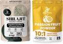 Popper Jungle Premium Duo: 5oz Raw Shilajit & 3.5oz Passion Fruit Quoder - Dukungan Energi Pria, Ammune Boost, dengan Bekukan Passion Passion untuk Baking, Smoothies, Additive- Ekstraksi Bebas