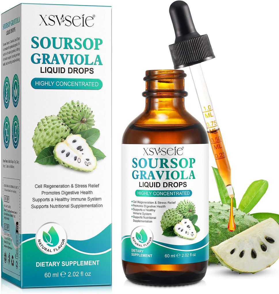 Soursop Bitters Liquid, Soursop Graviola Poid Drops Natural Multivitamin Soursop Leaf Extract Drops Soursop Oil for Men & Women